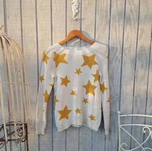 🎄NWT Marled Reunited Cotton Yellow Star Sweater S